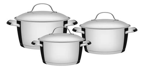 Jogo De Panelas Tramontina Aço Inox Allegra 3 Peças Indução 
