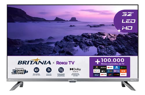 Smart Tv Britânia 32'' Btv32g7pr2csgblh Hd Led Hdmi Roku Tv